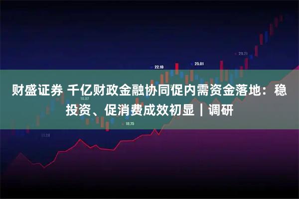财盛证券 千亿财政金融协同促内需资金落地：稳投资、促消费成效初显｜调研